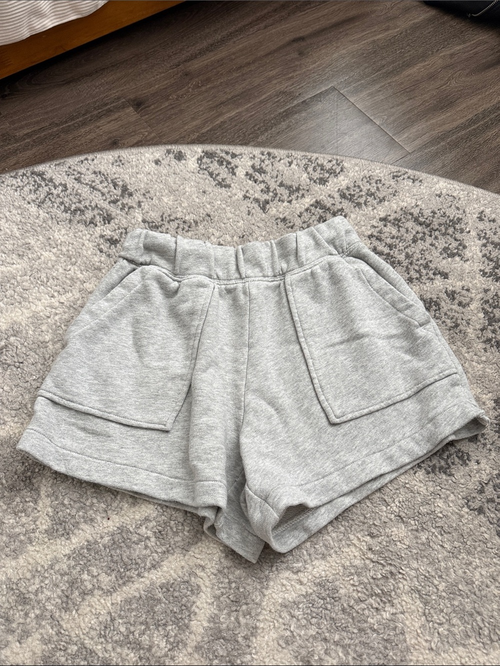 aerie Light Gray High-Waist Knit Lounge Shorts
